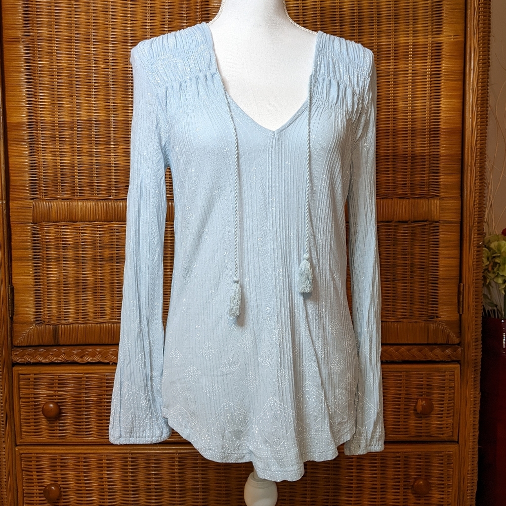 Lucky Drawstring Boho Top SMALL